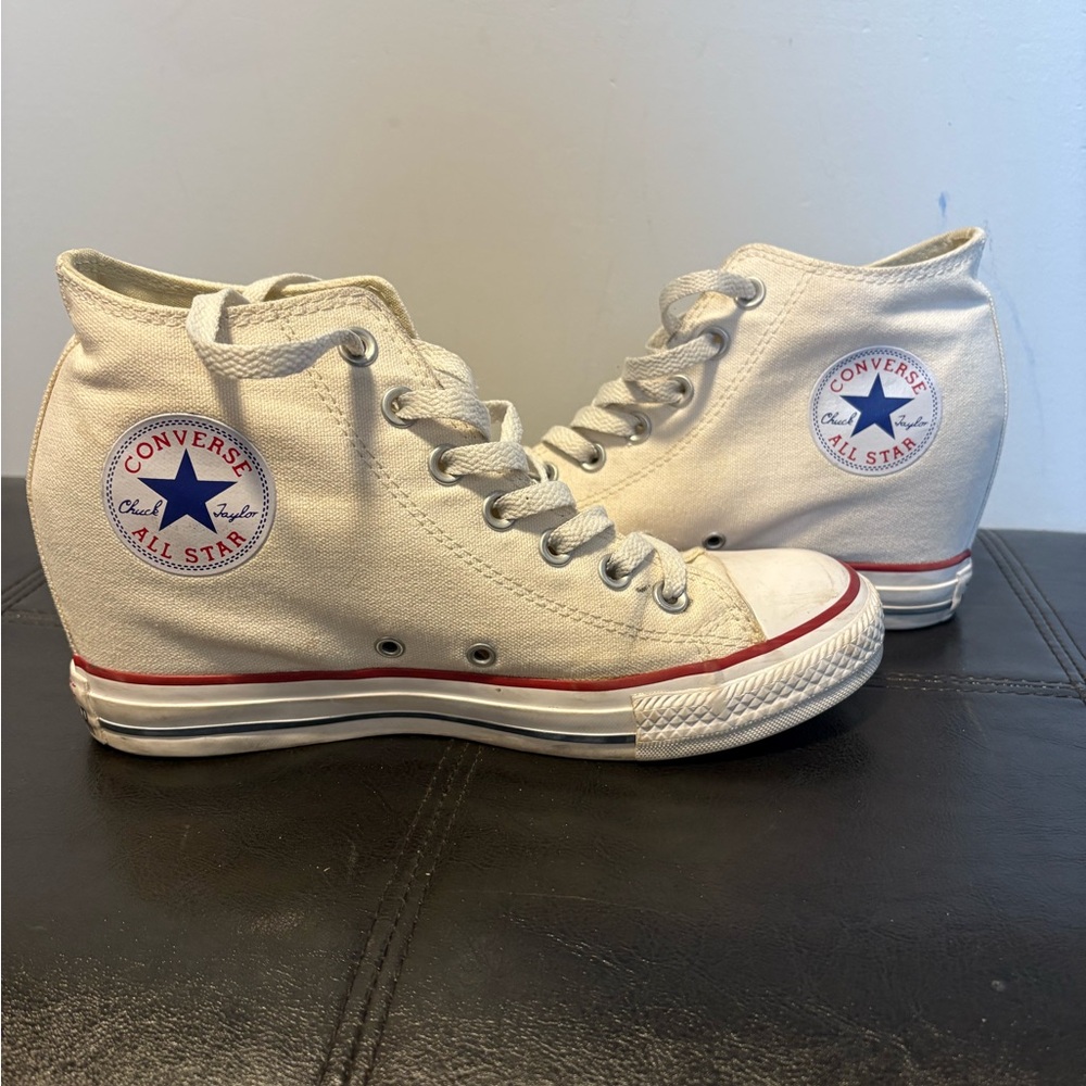 Converse Hidden Wedge High-Top Cream and White Sneakers